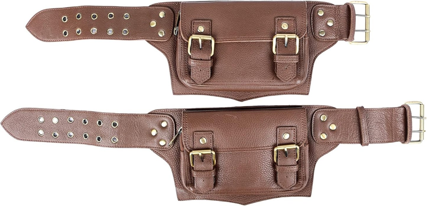 Classic Vintage Brown Leather Waist Fanny Pack for Men and Women, Stylish and Functional Belt Bag