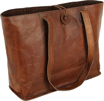 vintage crafts Genuine Leather Tote Bag | Handbag | Shopper Purse Shoulder Bag | Office Laptop Bag for Women