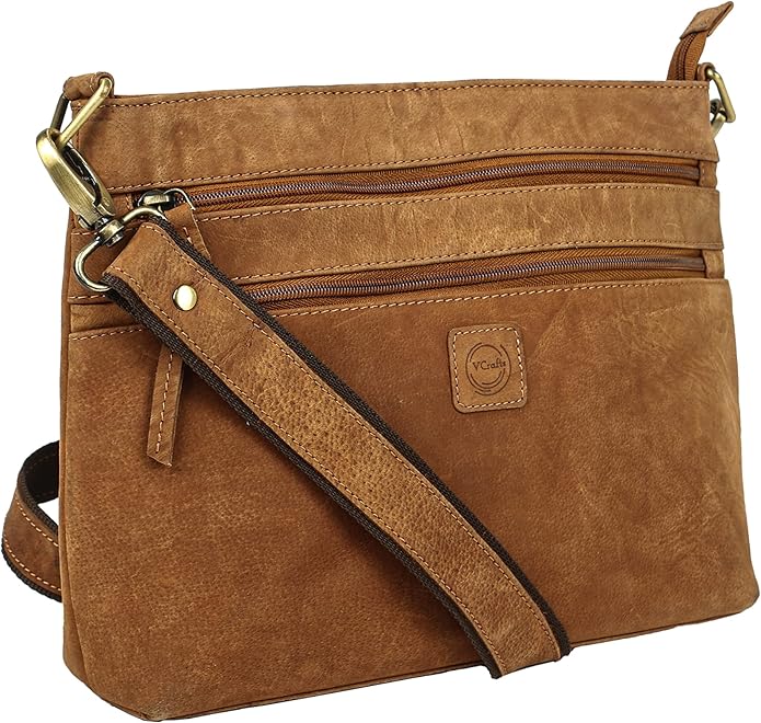 Vintage Small Genuine leather Multi Pocket Shoulder Purse Women's Crossbody Handbags satchel